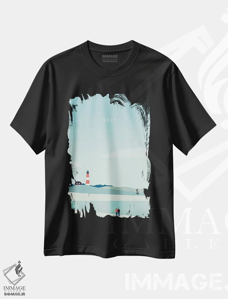 تیشرت مشکی طرح دار تصویرسازی زیلت، هنر دیجیتال اثر کاتینکا رینکه | فروشگاه ایماژ