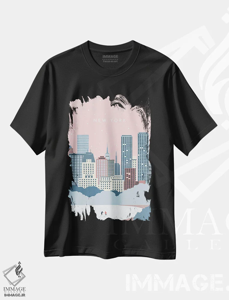 تیشرت مشکی طرح دار زمستان نیویورک، تزئینی اثر کاتینکا رینکه | immage.ir
