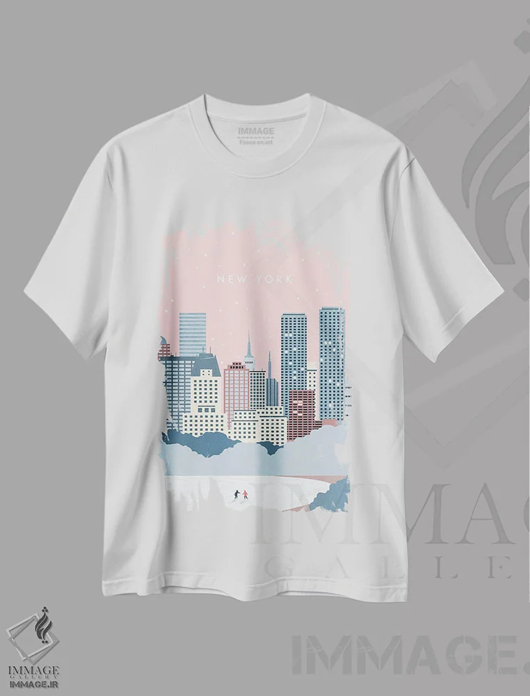 تیشرت سفید طرح دار زمستان نیویورک، تزئینی اثر کاتینکا رینکه | فروشگاه ایماژ