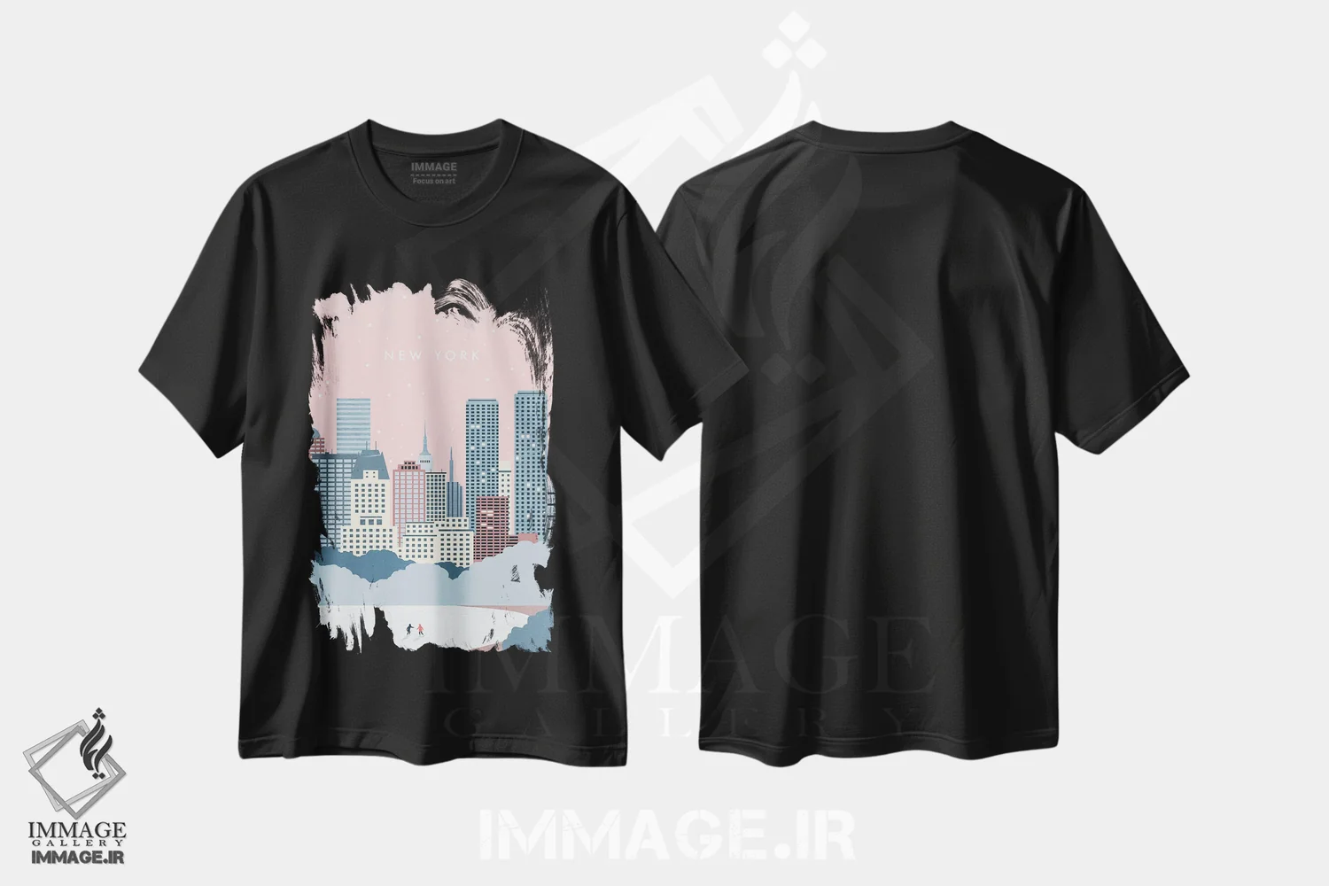 تیشرت مشکی طرح دار زمستان نیویورک، تزئینی اثر کاتینکا رینکه | immage.ir
