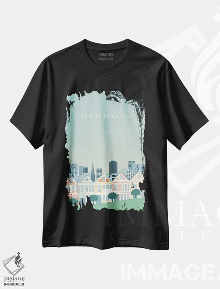 تیشرت مشکی طرح دار سان فرانسیسکو، تزئینی اثر کاتینکا رینکه | immage.ir