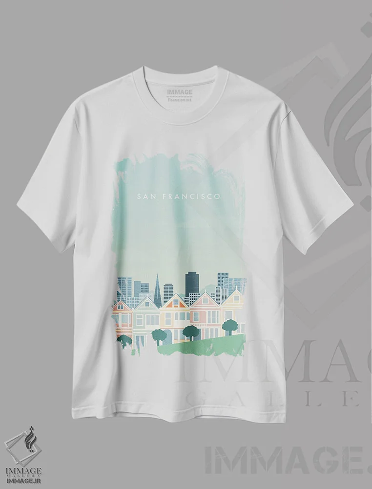 تیشرت سفید طرح دار سان فرانسیسکو، تزئینی اثر کاتینکا رینکه | فروشگاه ایماژ