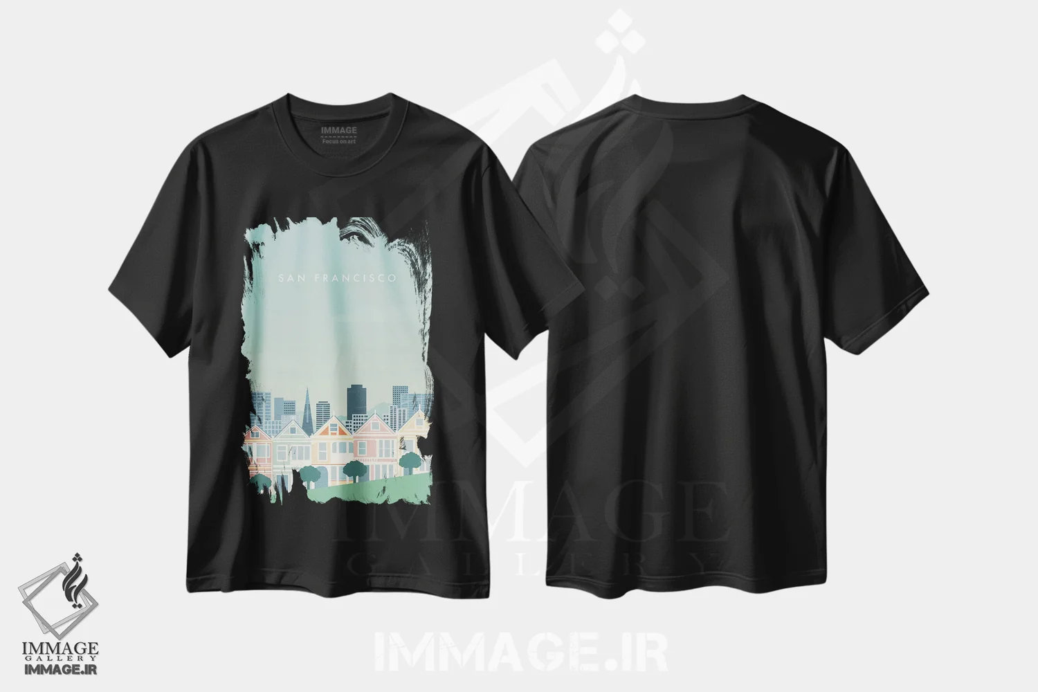 تیشرت مشکی طرح دار سان فرانسیسکو، تزئینی اثر کاتینکا رینکه | immage.ir