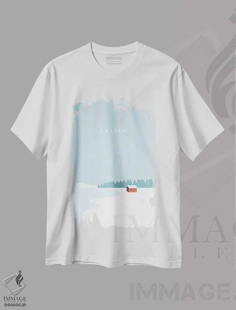 تیشرت سفید طرح دار زمستان سوئد، تزئینی اثر کاتینکا رینکه | immage.ir