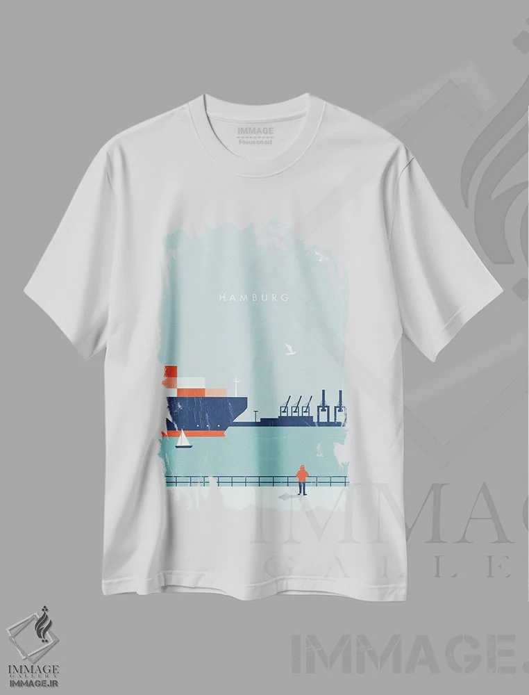 تیشرت سفید طرح دار هامبورگ، تزئینی اثر کاتینکا رینکه | فروشگاه ایماژ