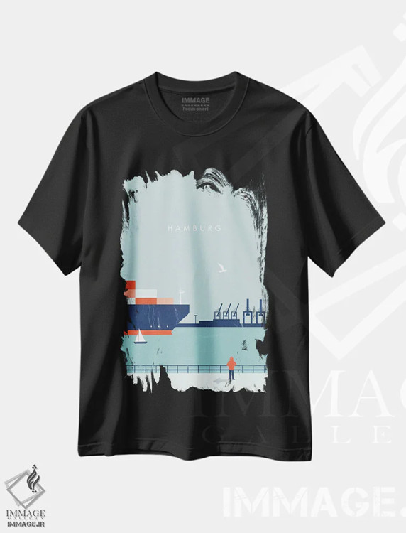 تیشرت مشکی طرح دار هامبورگ، تزئینی اثر کاتینکا رینکه | immage.ir