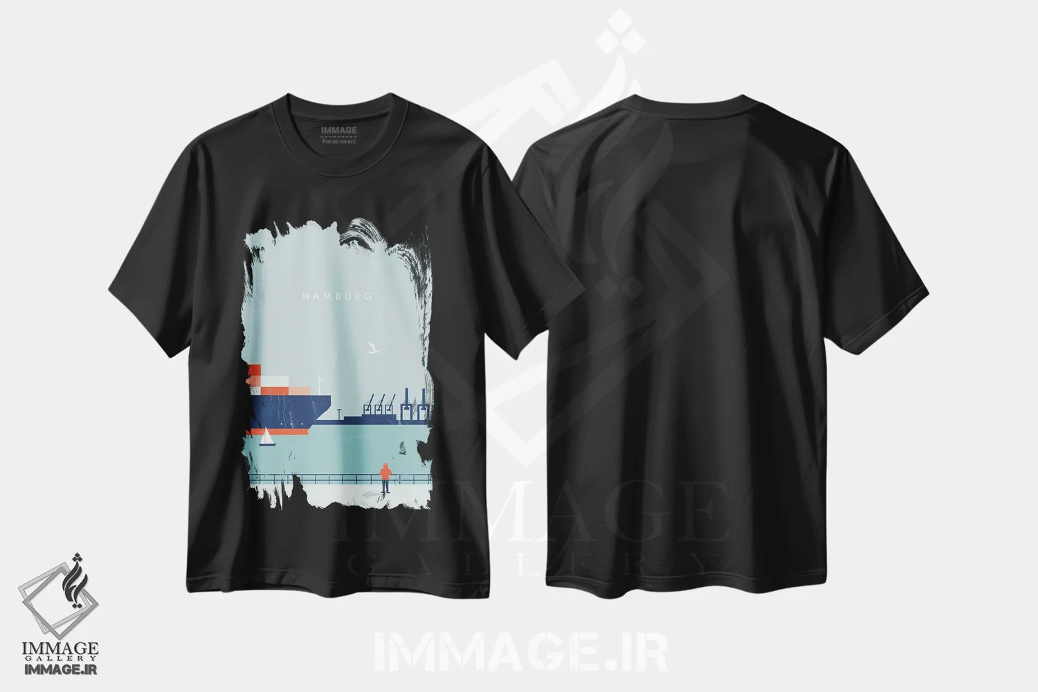 تیشرت مشکی طرح دار هامبورگ، تزئینی اثر کاتینکا رینکه | immage.ir