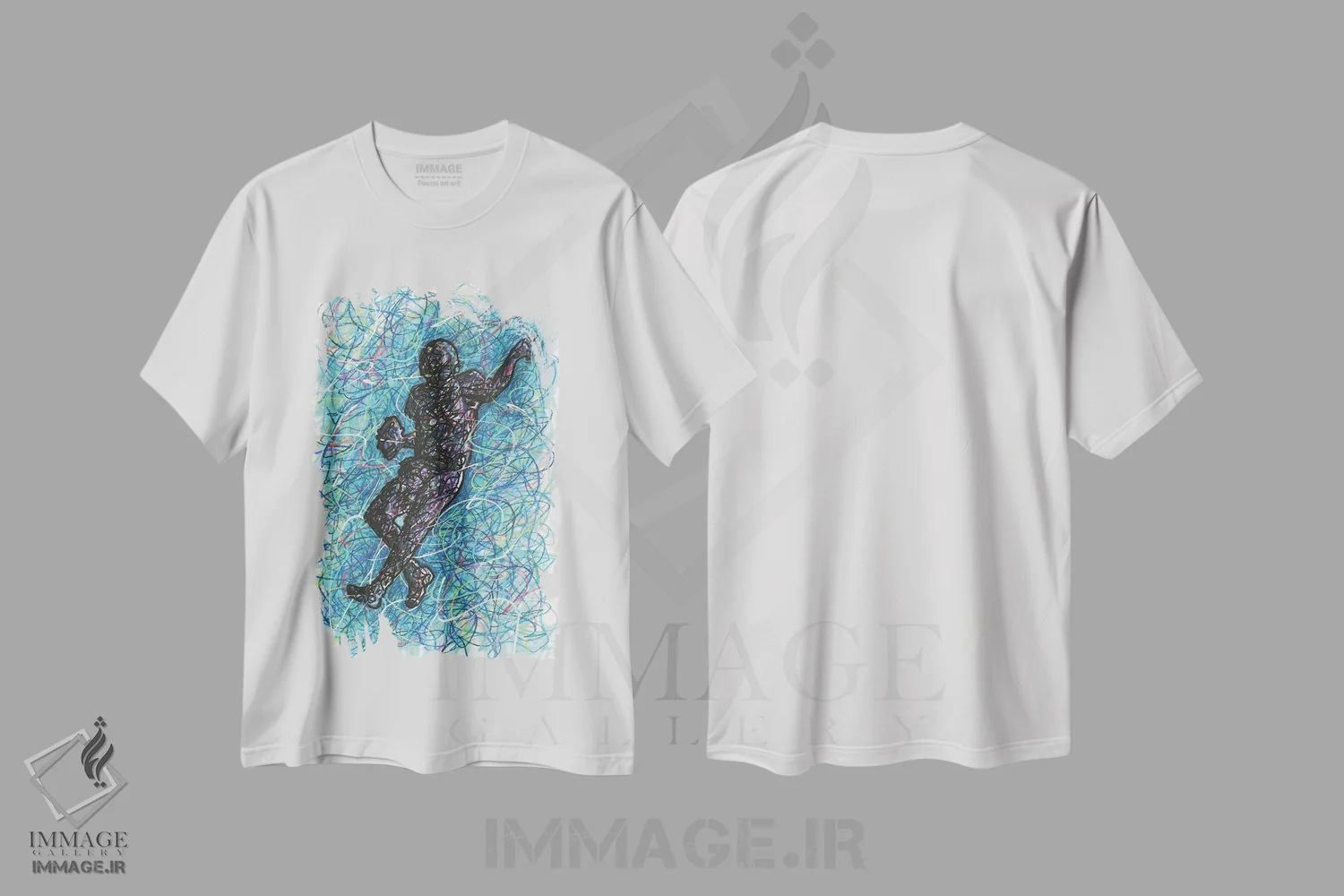 تیشرت سفید طرح دار کوارتر بک فوتبال آمریکایی، دست نقاشی و طراحی دستی اثر کیت سلام | immage.ir