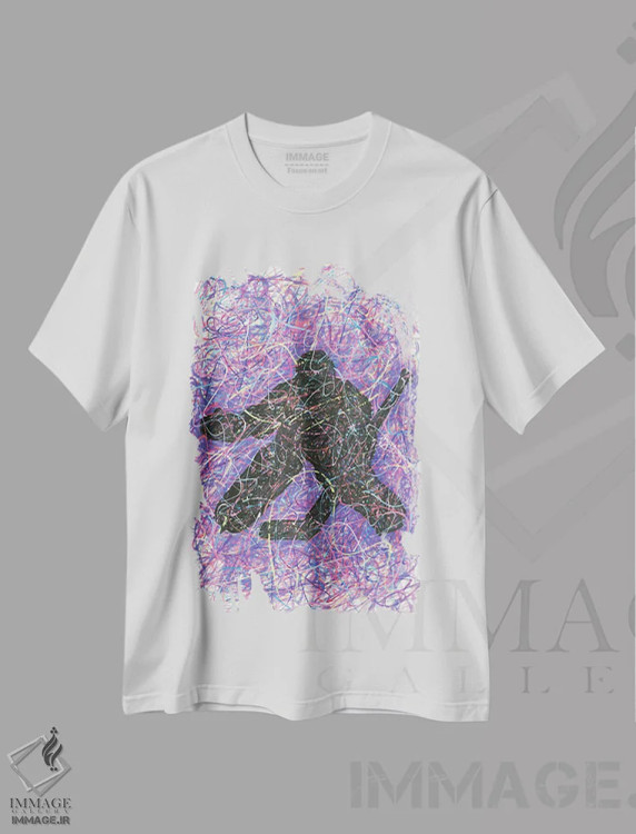 تیشرت سفید طرح دار دروازه بان هاکی، دست نقاشی و طراحی دستی اثر کیت سلام | فروشگاه ایماژ