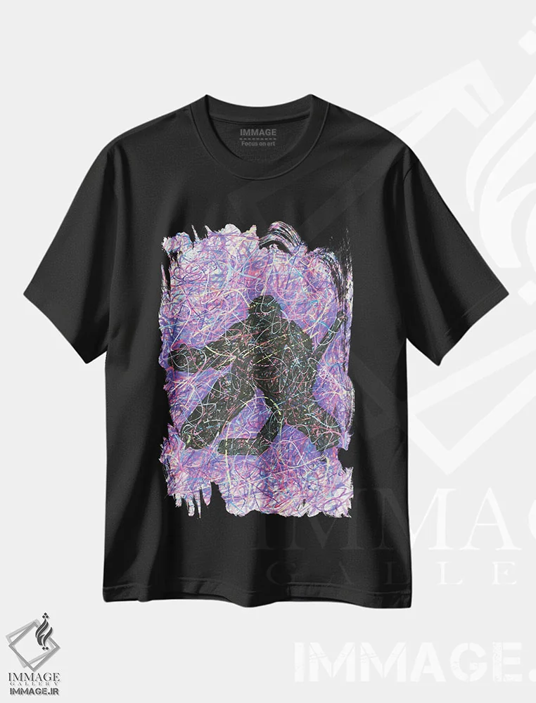 تیشرت مشکی طرح دار دروازه بان هاکی، دست نقاشی و طراحی دستی اثر کیت سلام | immage.ir