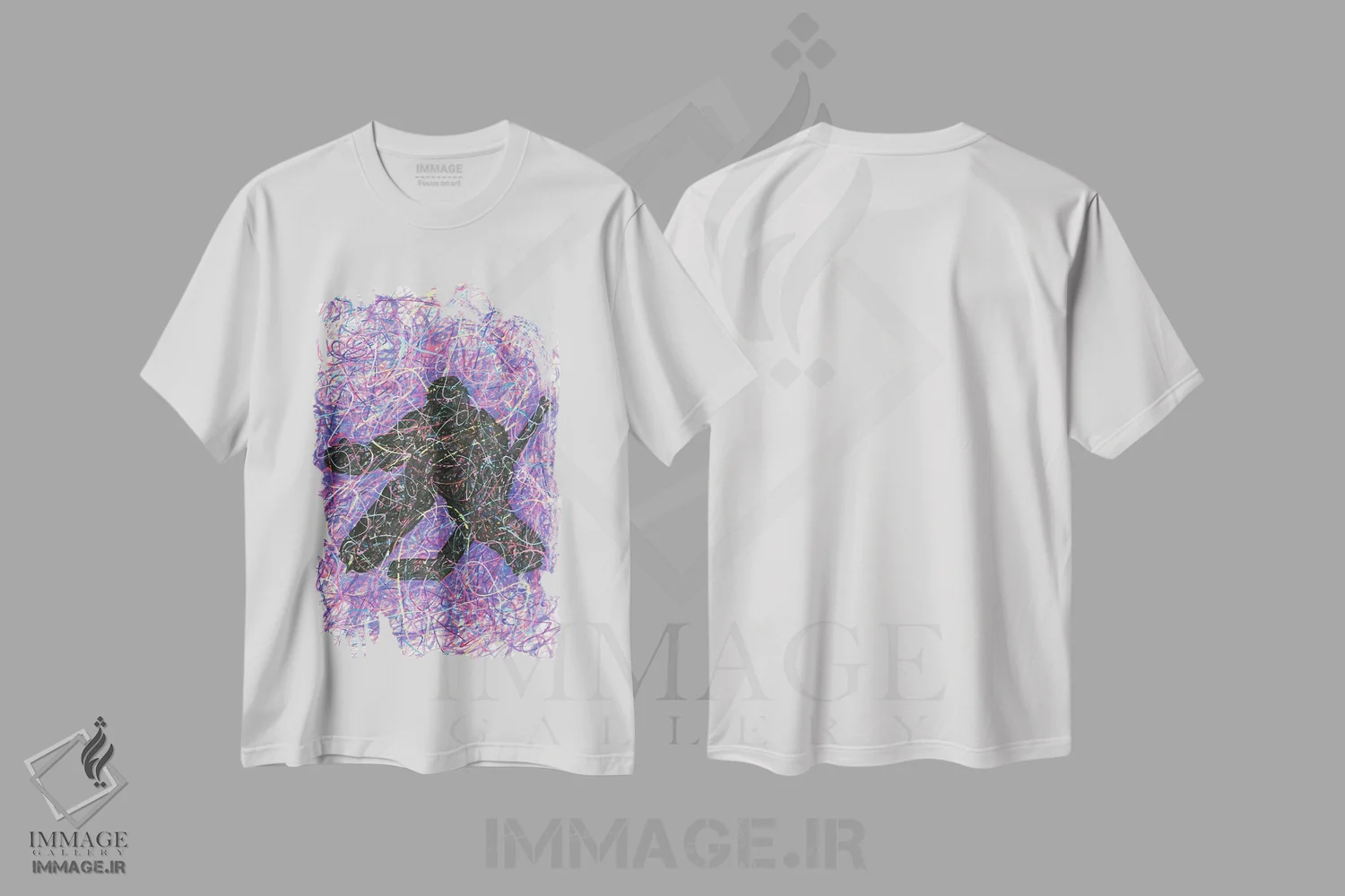 تیشرت سفید طرح دار دروازه بان هاکی، دست نقاشی و طراحی دستی اثر کیت سلام | فروشگاه ایماژ