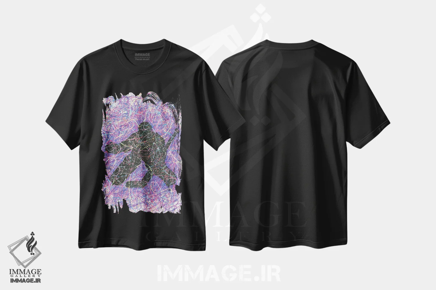 تیشرت مشکی طرح دار دروازه بان هاکی، دست نقاشی و طراحی دستی اثر کیت سلام | immage.ir