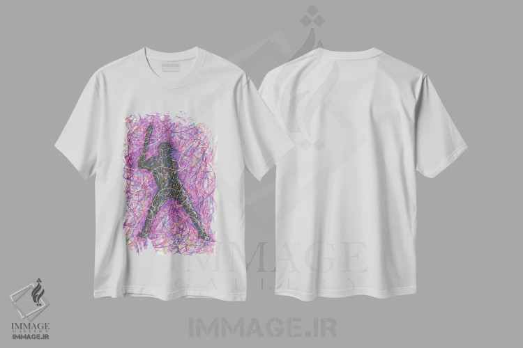 تیشرت سفید طرح دار بازیکن بیسبال در پایگاه ضربه، دست نقاشی و طراحی دستی اثر کیت سلام | immage.ir