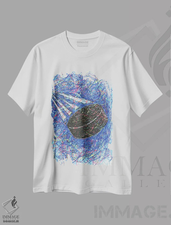 تیشرت سفید طرح دار ضربه اسلپ شات هاکی، دست نقاشی و طراحی دستی اثر کیت سلام | immage.ir