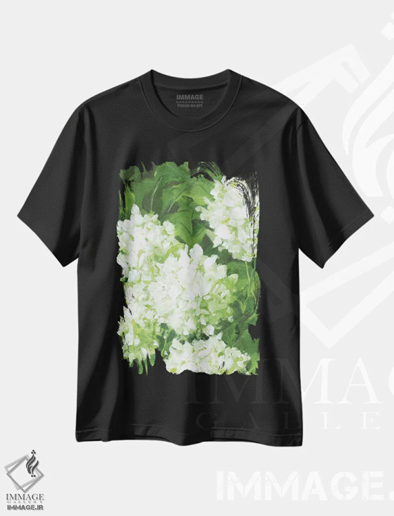 تیشرت مشکی طرح دار والا، آبستره اثر کتی نیلی | immage.ir