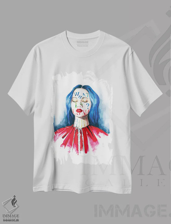 تیشرت سفید طرح دار جان، هنر دیجیتال اثر کاترینا پاشه گور | immage.ir