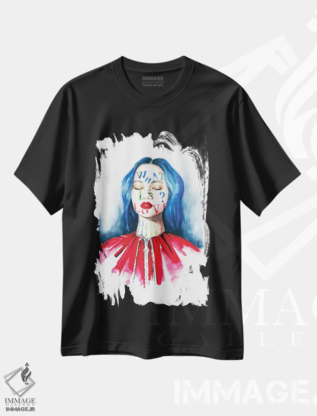 تیشرت مشکی طرح دار جان، هنر دیجیتال اثر کاترینا پاشه گور | فروشگاه ایماژ
