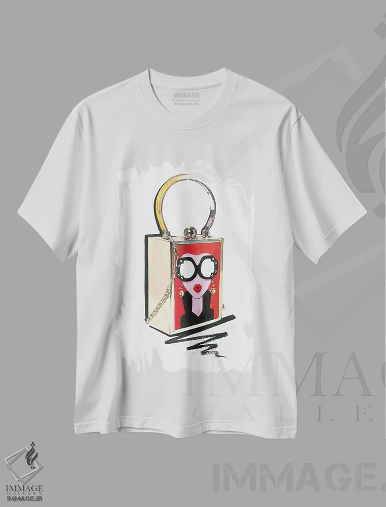 تیشرت سفید طرح دار کیف، هنر دیجیتال اثر کاترینا پاشه گور | فروشگاه ایماژ
