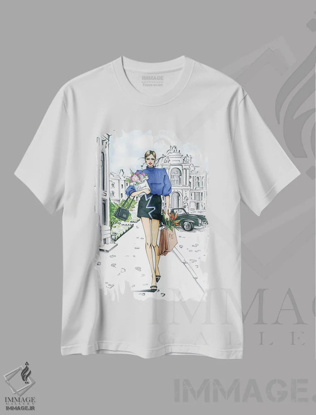 تیشرت سفید طرح دار اپرا، هنر دیجیتال اثر کاترینا پاشه گور | فروشگاه ایماژ