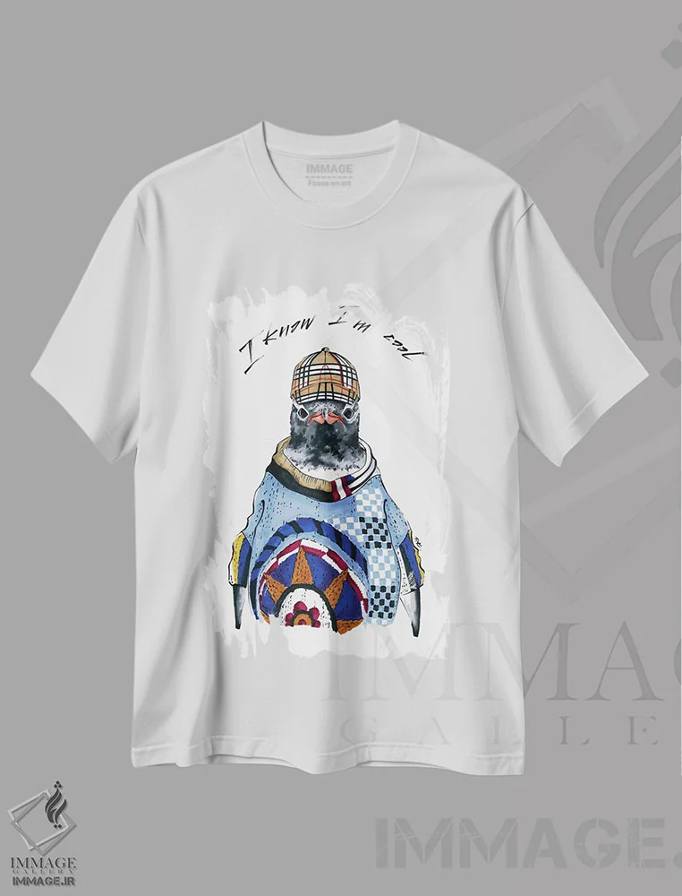 تیشرت سفید طرح دار پنگوئن، هنر دیجیتال اثر کاترینا پاشه گور | فروشگاه ایماژ