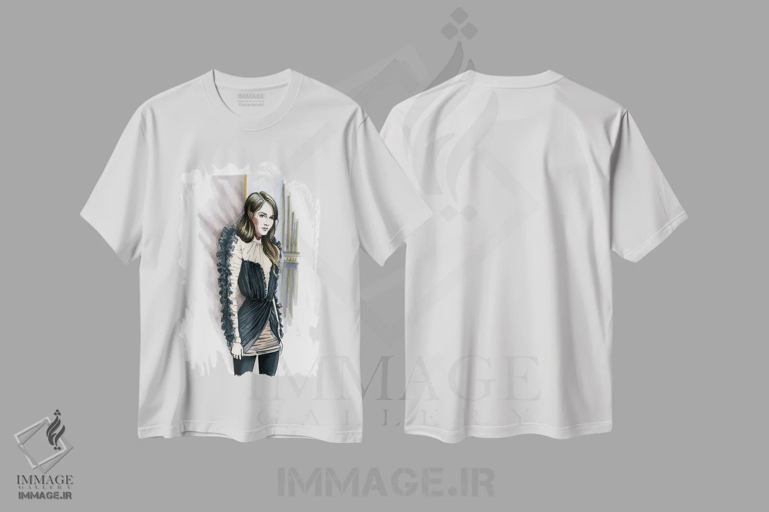 تیشرت سفید طرح دار بالمَن یک، مدیوم اثر کاترینا پاشه گور | immage.ir