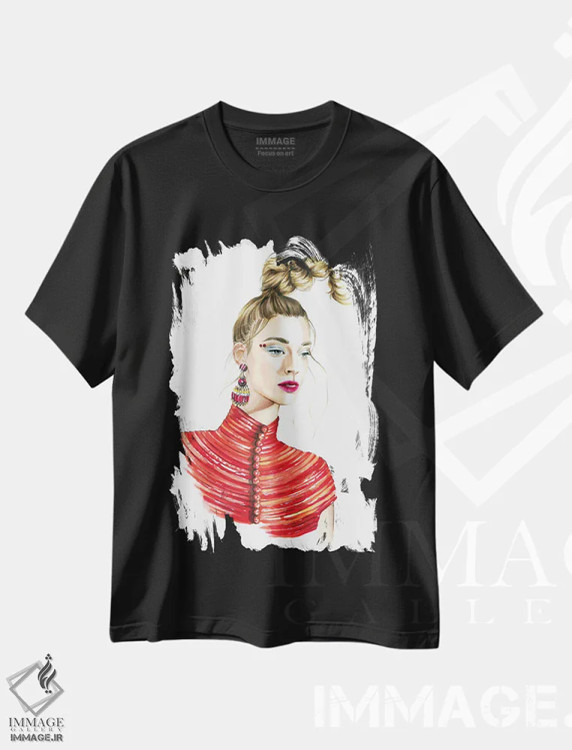 تیشرت مشکی طرح دار گوو پی، مدیوم اثر کاترینا پاشه گور | فروشگاه ایماژ