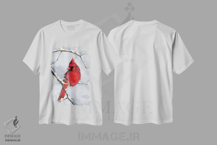 تیشرت سفید طرح دار کاردینال، مدیوم اثر کاترینا پاشه گور | فروشگاه ایماژ