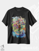 تیشرت مشکی طرح دار دسته گل تابستانی - اوت، تزئینی اثر کاتارینا والِوا | فروشگاه ایماژ