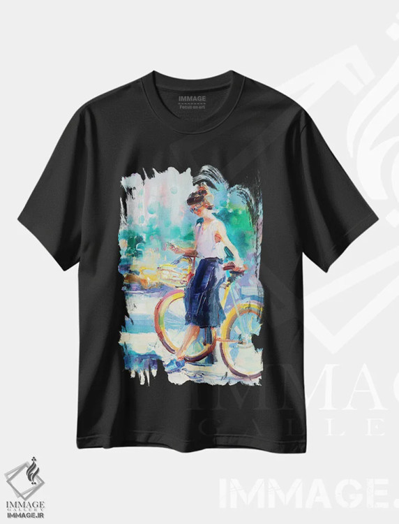 تیشرت مشکی طرح دار روز آفتابی در شهر، تزئینی اثر کاتارینا والِوا | immage.ir