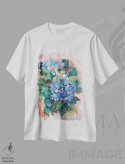 تیشرت سفید طرح دار هورتانسیا آبی، تزئینی اثر کاتارینا والِوا | فروشگاه ایماژ