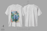 تیشرت سفید طرح دار هورتانسیا آبی، تزئینی اثر کاتارینا والِوا | فروشگاه ایماژ