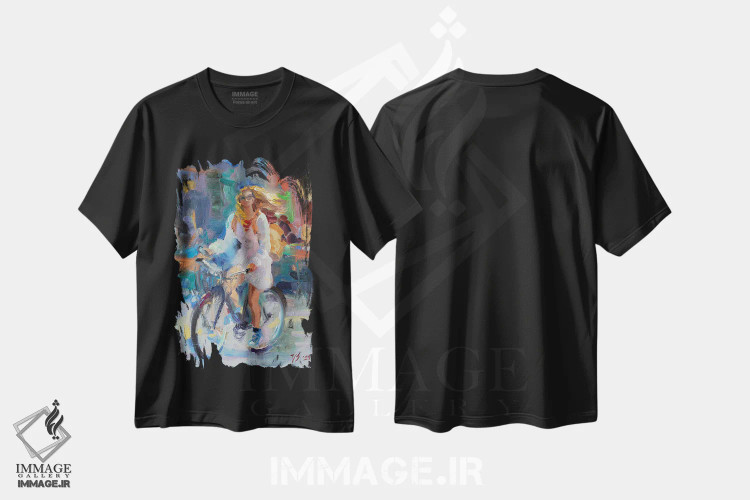 تیشرت مشکی طرح دار سفر شهری، تزئینی اثر کاتارینا والِوا | فروشگاه ایماژ