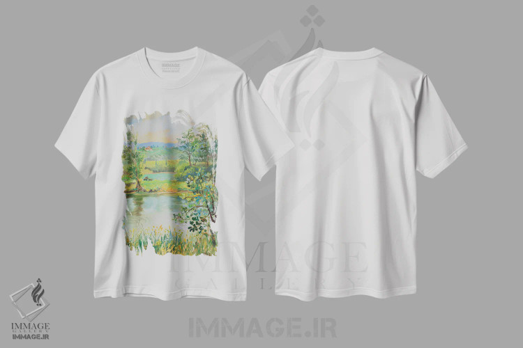 تیشرت سفید طرح دار برکه ماهی در توسکانی، تزئینی اثر کاتارینا والِوا | فروشگاه ایماژ