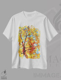 تیشرت سفید طرح دار پاییز طلایی، تزئینی اثر کاتارینا والِوا | immage.ir