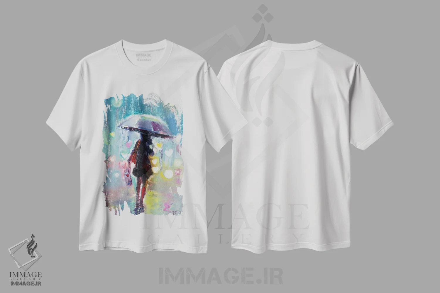 تیشرت سفید طرح دار چراغ های بارانی، تزئینی اثر کاتارینا والِوا | فروشگاه ایماژ