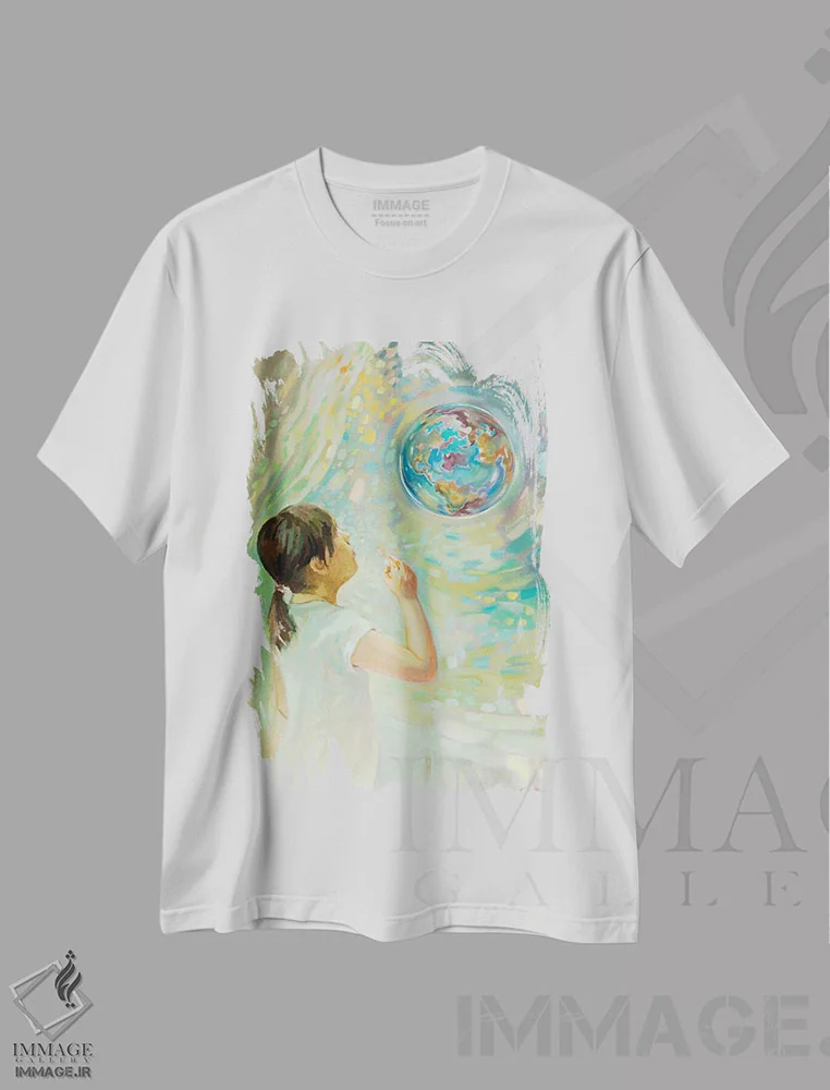 تیشرت سفید طرح دار حباب صابون، تزئینی اثر کاتارینا والِوا | فروشگاه ایماژ