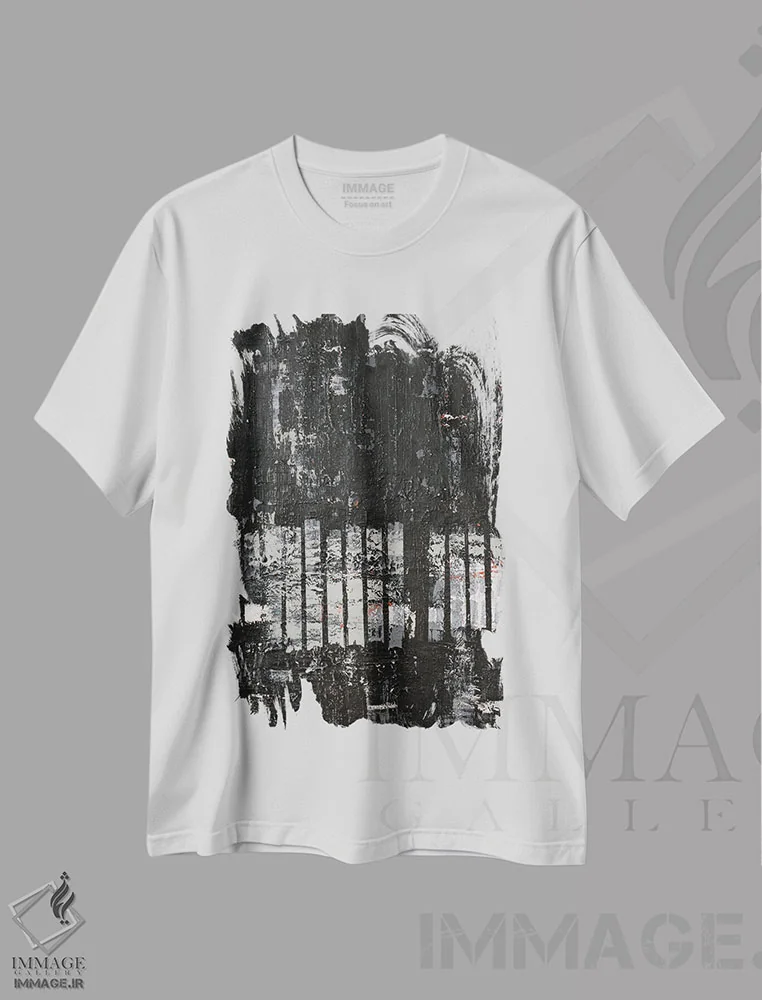 تیشرت سفید طرح دار رستروس ۲، آبستره اثر کاترین شوایندن هامر | immage.ir