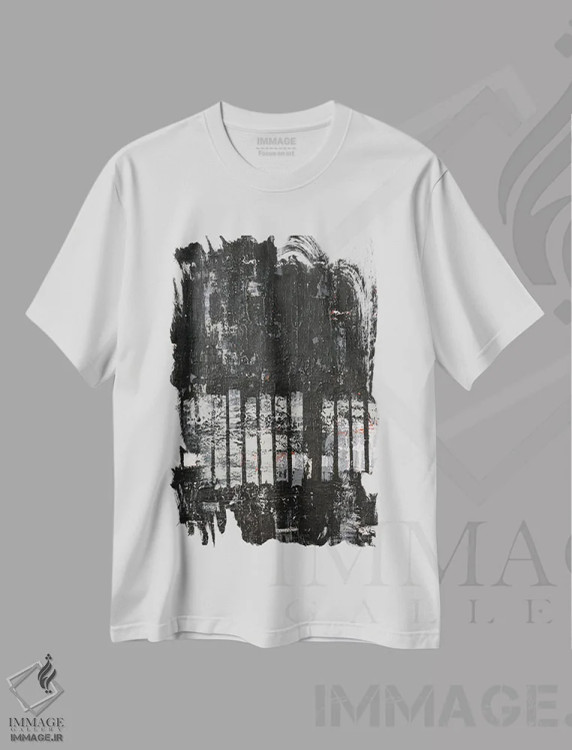 تیشرت سفید طرح دار رستروس ۲، آبستره اثر کاترین شوایندن هامر | immage.ir