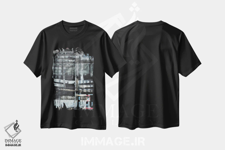 تیشرت مشکی طرح دار رستروس ۱۰، آبستره اثر کاترین شوایندن هامر | immage.ir