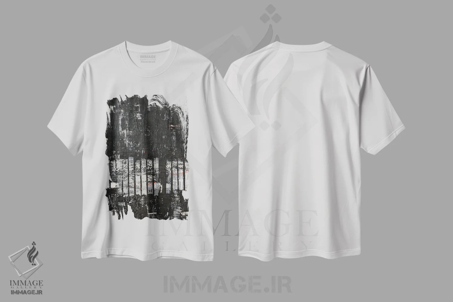 تیشرت سفید طرح دار رستروس ۲، آبستره اثر کاترین شوایندن هامر | immage.ir