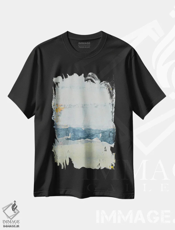 تیشرت مشکی طرح دار آبی شیری اثر کاترین شوایندن هامر | فروشگاه ایماژ