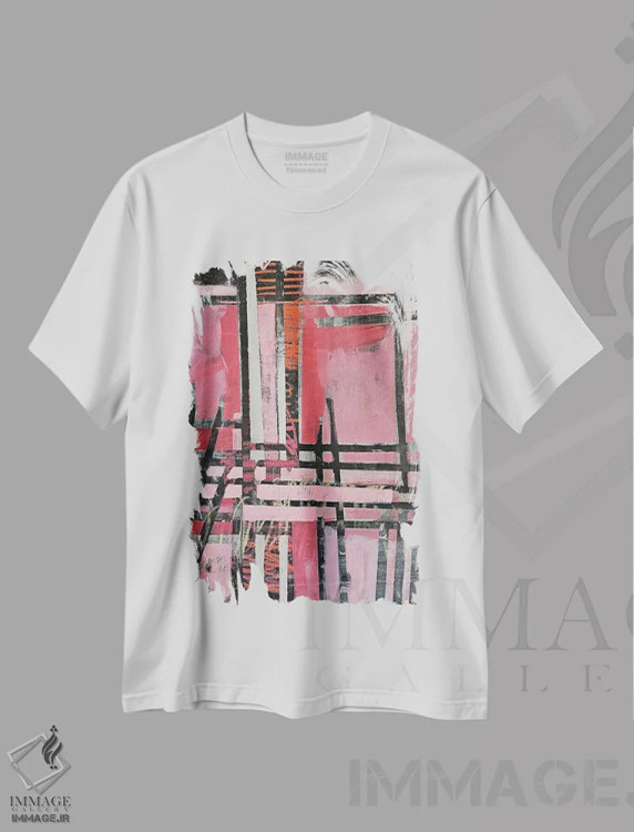 تیشرت سفید طرح دار رستروس ۱۲، آبستره اثر کاترین شوایندن هامر | فروشگاه ایماژ