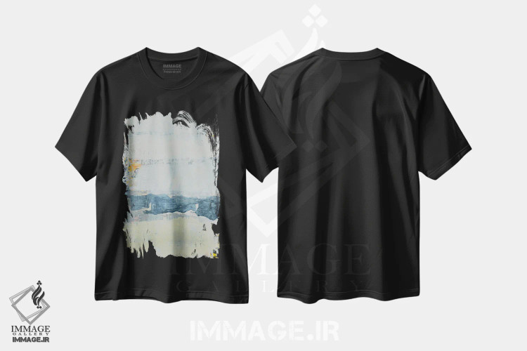 تیشرت مشکی طرح دار آبی شیری اثر کاترین شوایندن هامر | فروشگاه ایماژ
