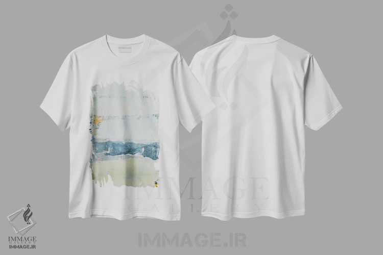 تیشرت سفید طرح دار آبی شیری اثر کاترین شوایندن هامر | immage.ir