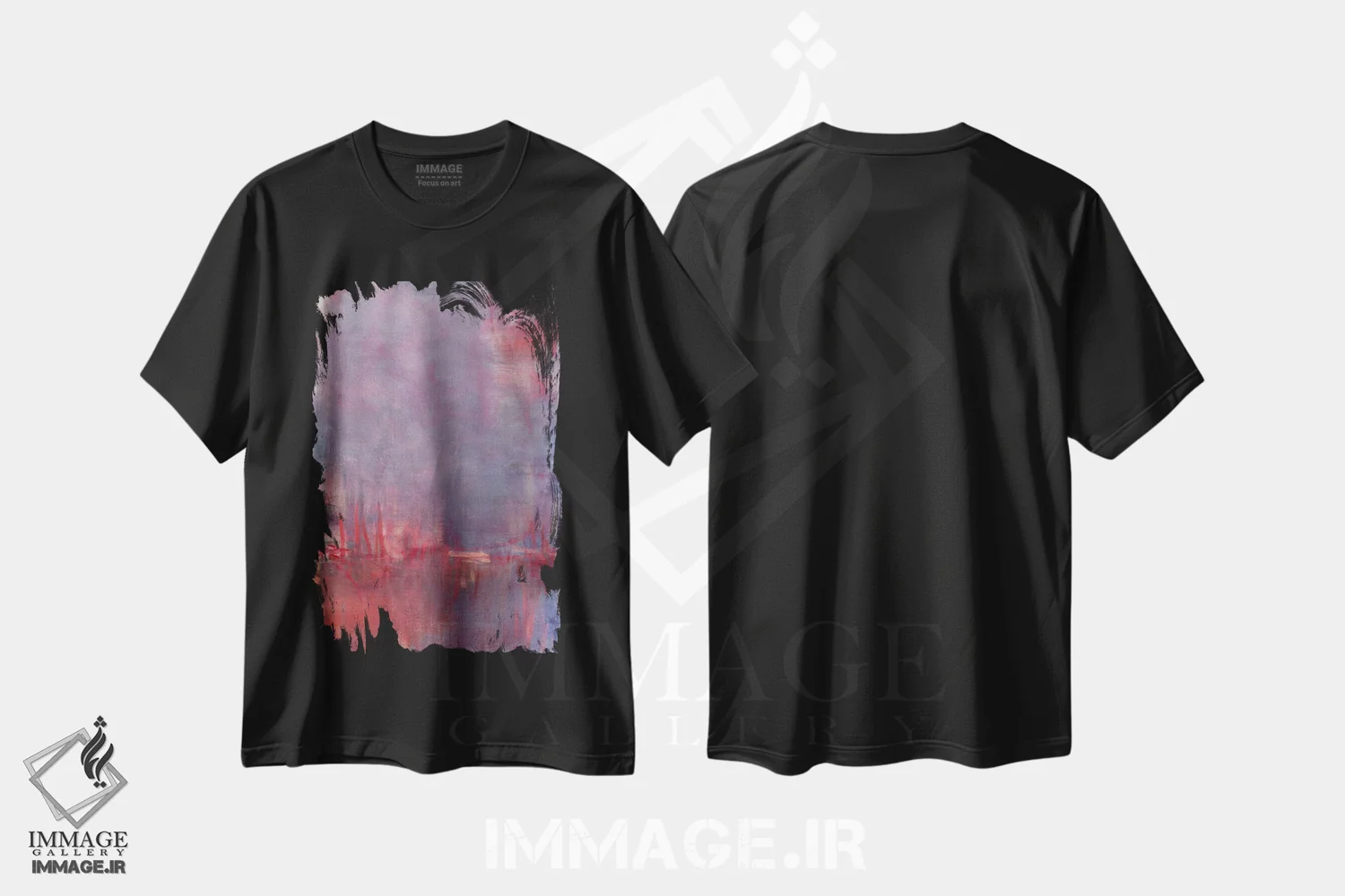 تیشرت مشکی طرح دار قرمز بنفش اثر کاترین شوایندن هامر | immage.ir