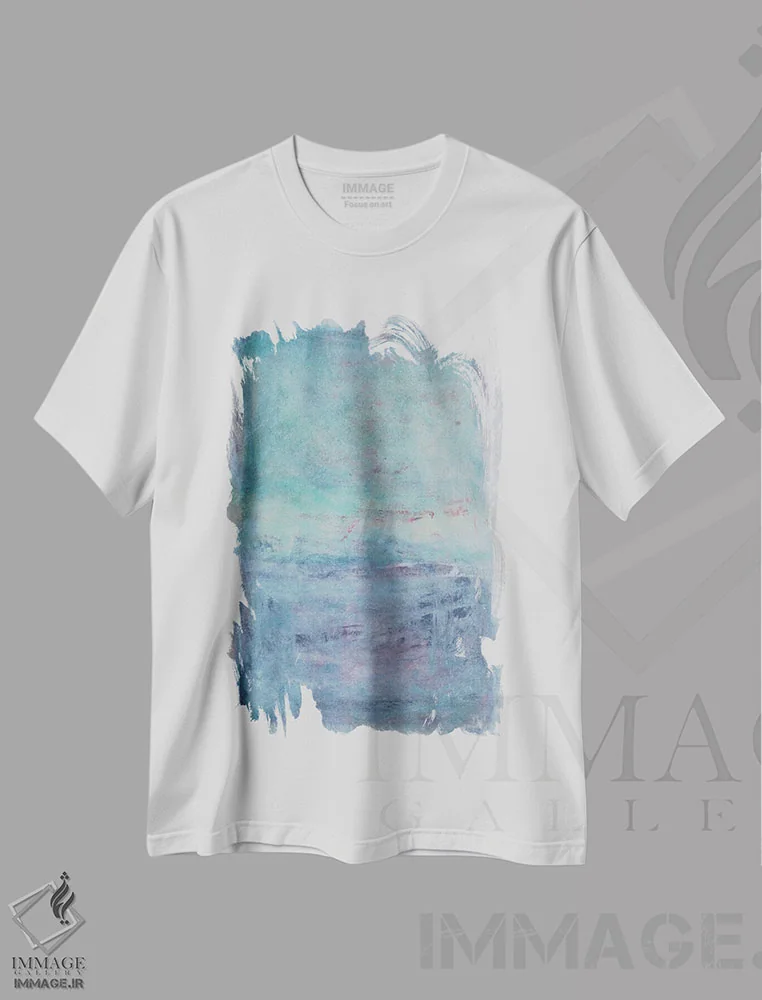 تیشرت سفید طرح دار سبزآبی اثر کاترین شوایندن هامر | immage.ir