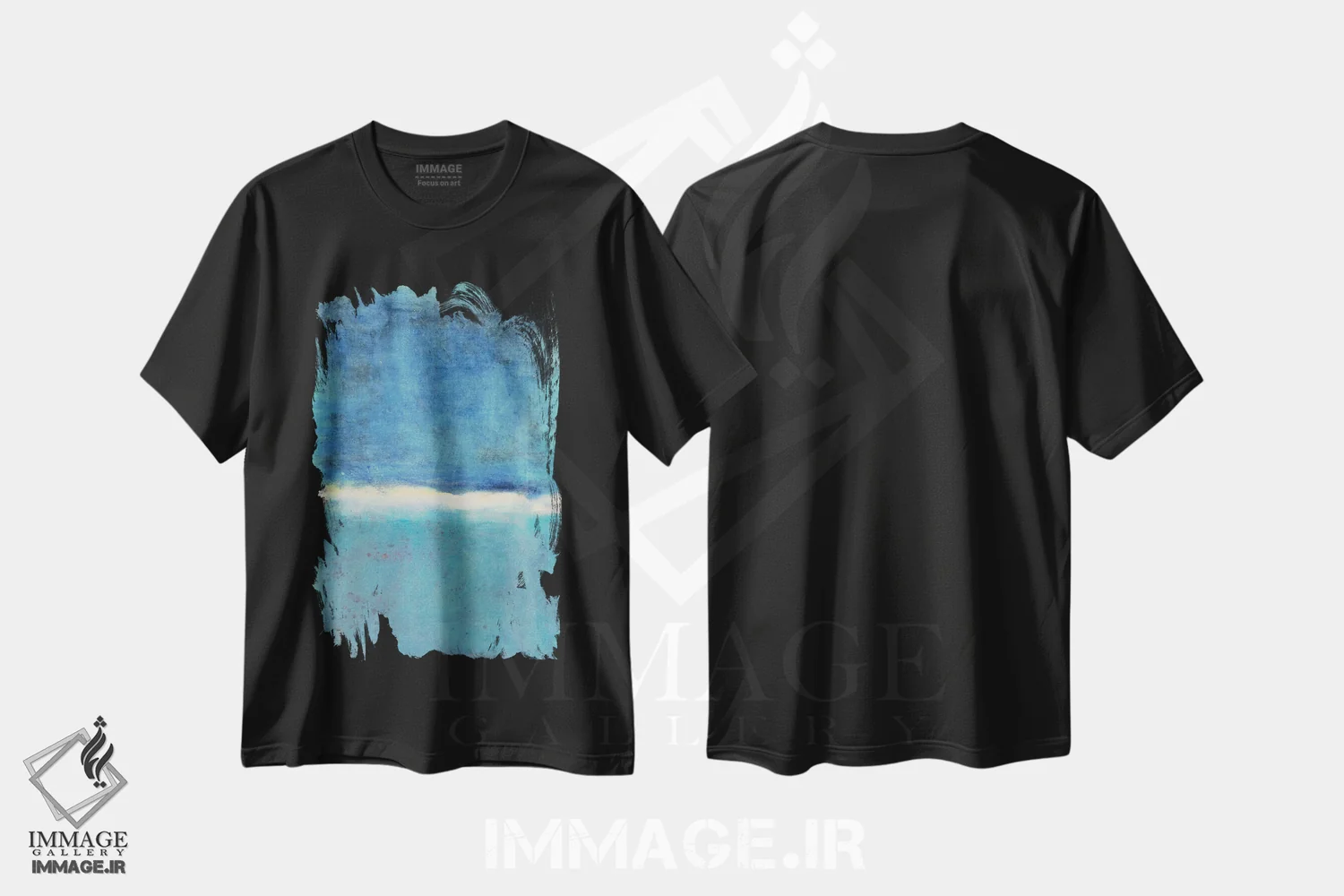 تیشرت مشکی طرح دار آبی اثر کاترین شوایندن هامر | فروشگاه ایماژ