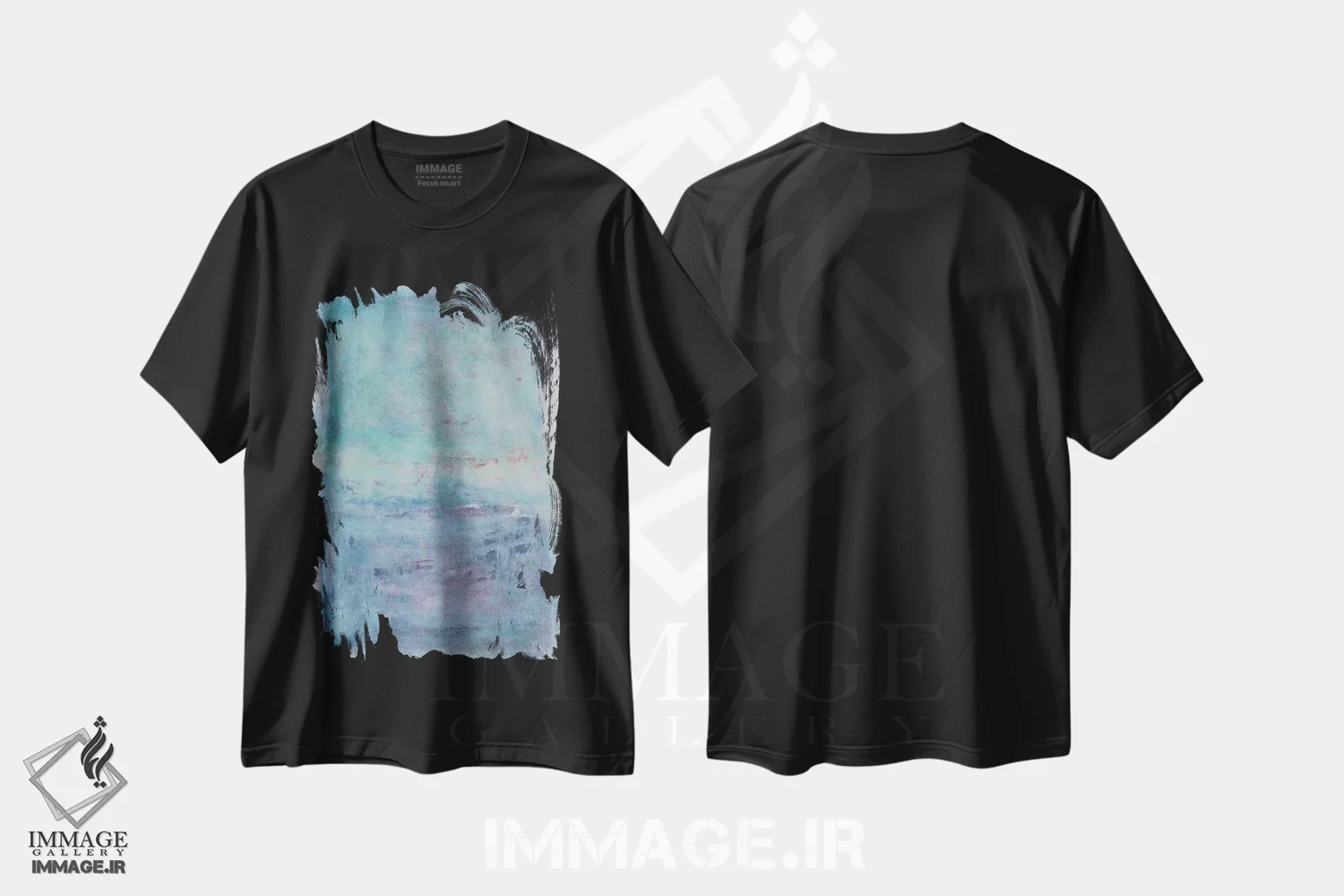 تیشرت مشکی طرح دار سبزآبی اثر کاترین شوایندن هامر | فروشگاه ایماژ
