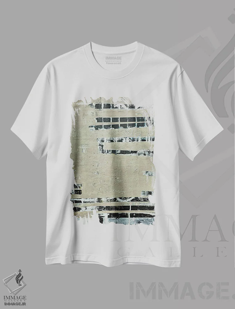 تیشرت سفید طرح دار رستروس ۳، آبستره اثر کاترین شوایندن هامر | فروشگاه ایماژ
