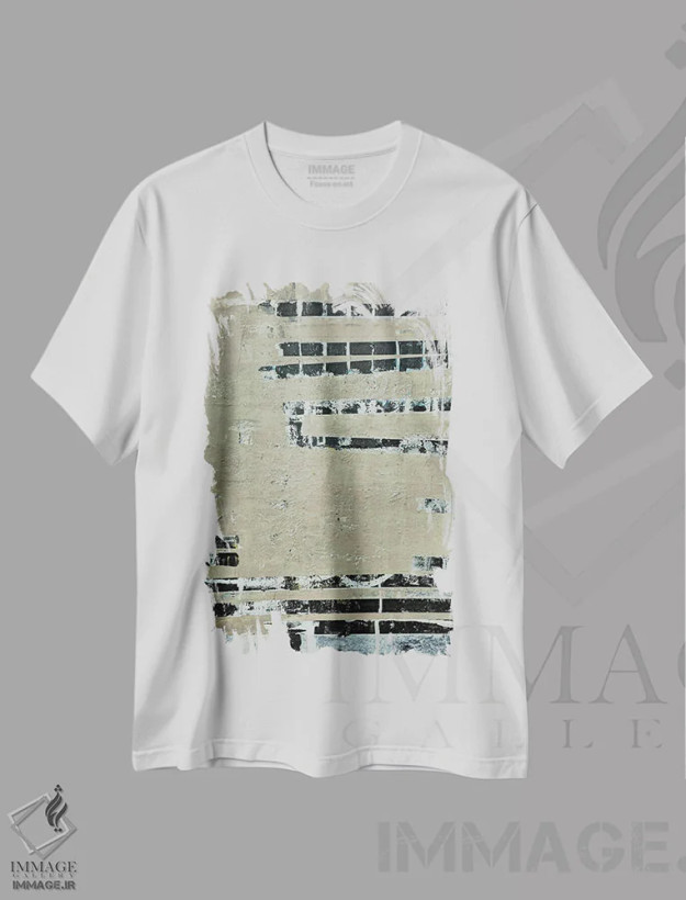 تیشرت سفید طرح دار رستروس ۳، آبستره اثر کاترین شوایندن هامر | فروشگاه ایماژ